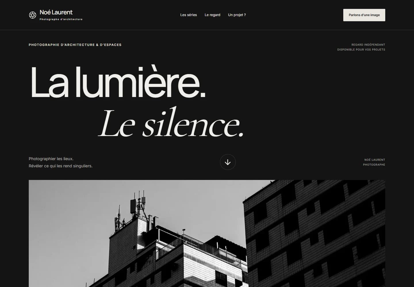 Capture du véritable site de démonstration Noé Laurent Studio